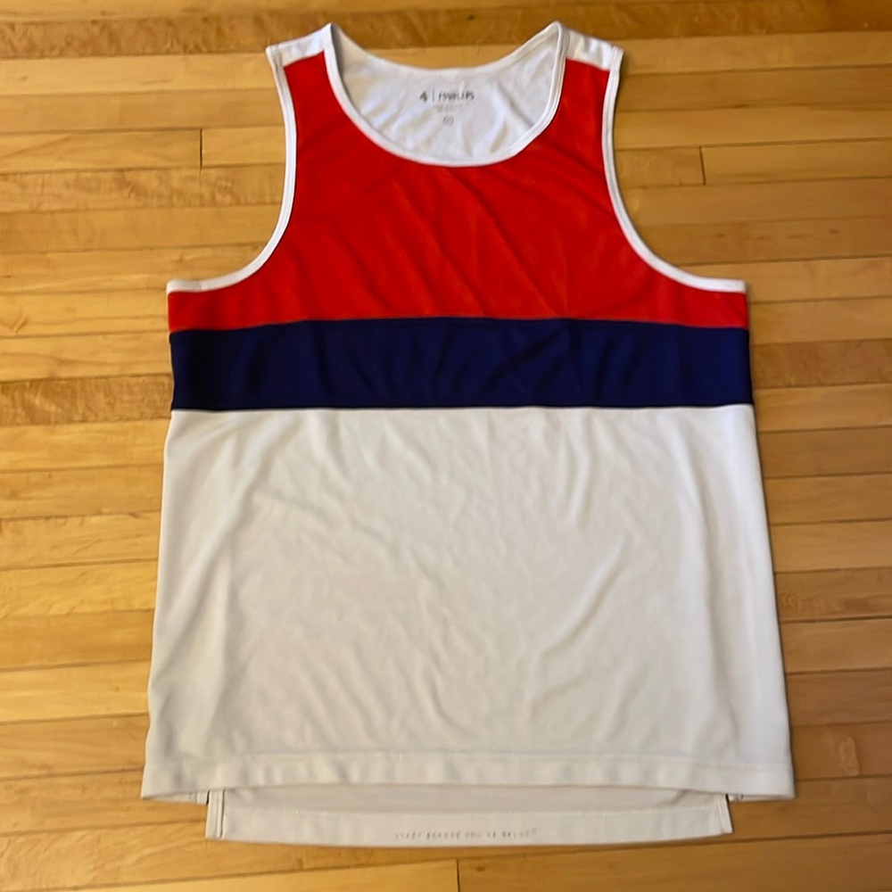 Four laps mesh tank top red white blue size medium GUC